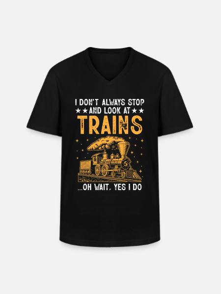 Train Enthusiast Railway Locomotive - Men's V-Neck T-Shirt - black