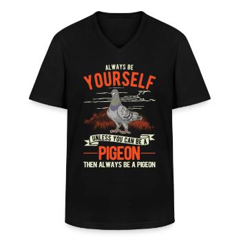Pigeon cadeau Pigeon amateur pigeon voyageur - T-shirt col V Homme - noir - Devant - AI Model Male 178 dark (178cm)
