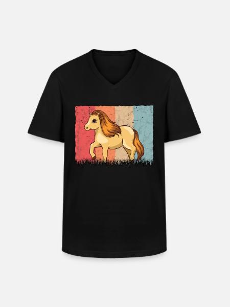 Shetland Pony Retro - Männer-T-Shirt mit V-Ausschnitt - Schwarz