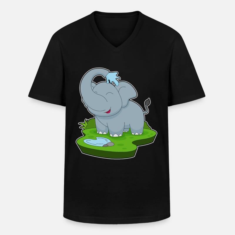 Elephant Bathing Water - Men's V-Neck T-Shirt - black
