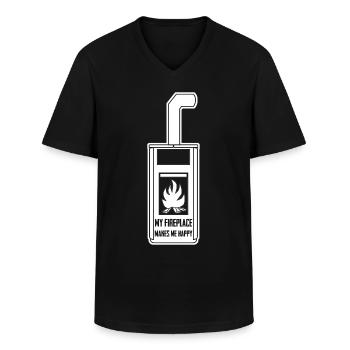 Oven Firewood Fireplace Stove - Men's V-Neck T-Shirt - black - Front - AI Model Male 178 dark (178cm)