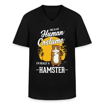 Hamster Kostüm Hamsterrad Goldhamster - Männer-T-Shirt mit V-Ausschnitt - Schwarz - Vorne - AI Model Male 178 dark (178cm)