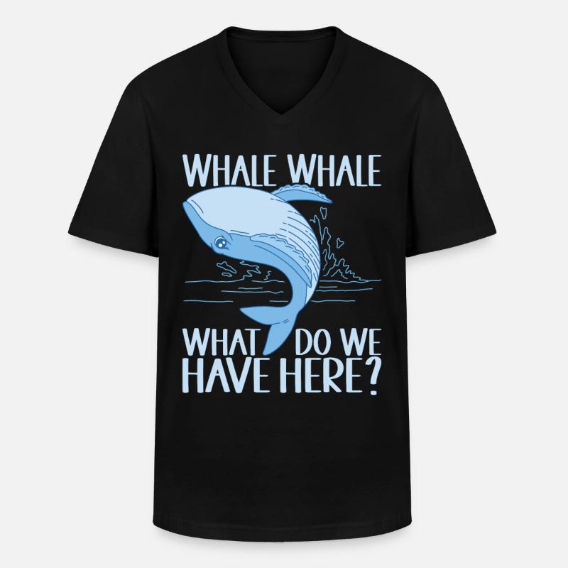Wale Walfisch - Männer-T-Shirt mit V-Ausschnitt - Schwarz