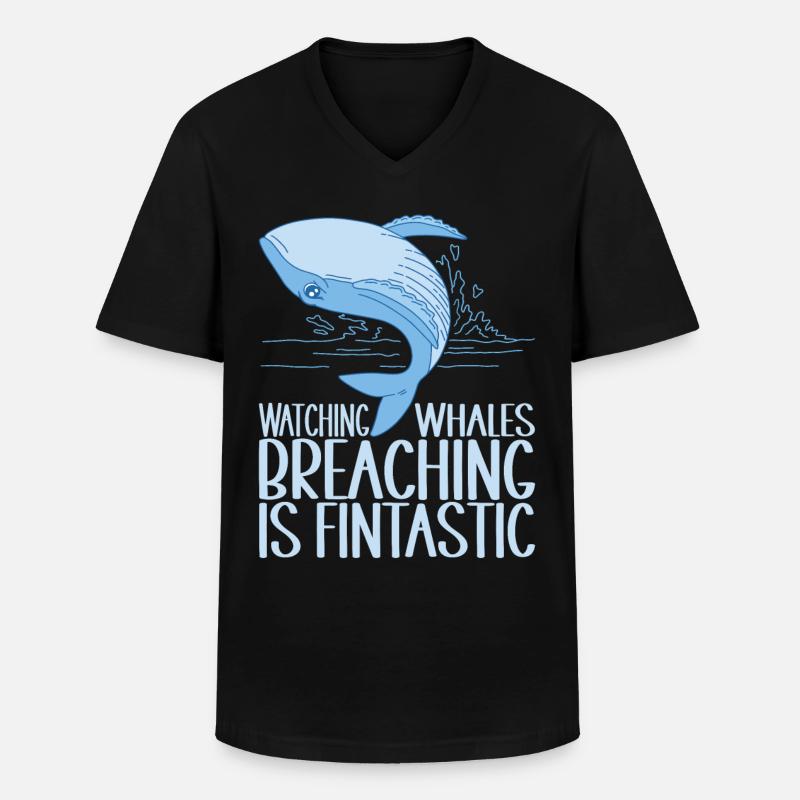 Wale Walfisch - Männer-T-Shirt mit V-Ausschnitt - Schwarz