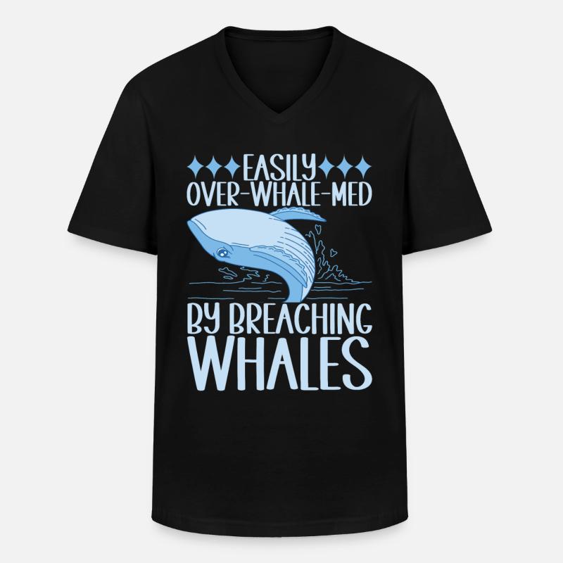 Wale Walfisch - Männer-T-Shirt mit V-Ausschnitt - Schwarz