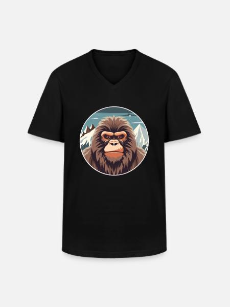 Bavian Akvarel Tegneserie Kawaii Pet Animal Colorf - Klassisk herre T-shirt med V-udskæring - sort