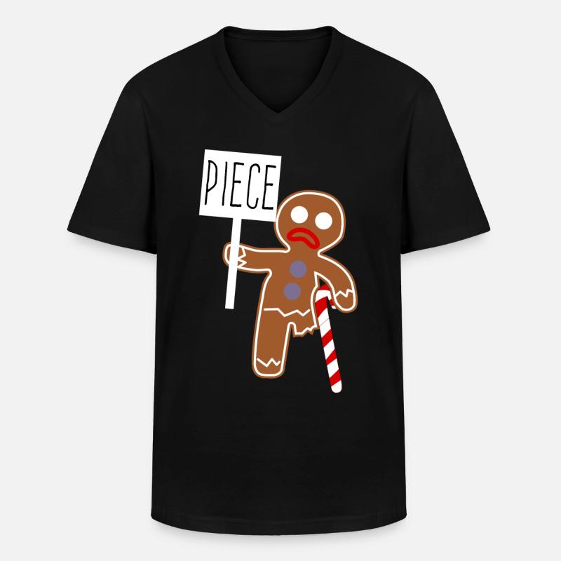 Gingerbread Man - Männer-T-Shirt mit V-Ausschnitt - Schwarz