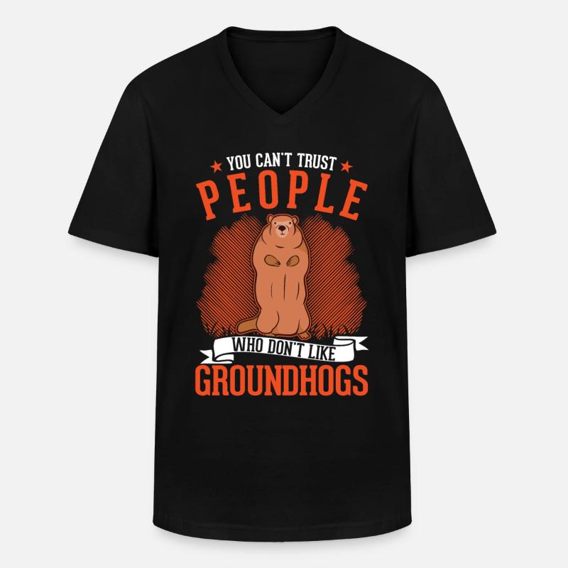 Murmeltier Groundhog Day Waldmurmeltier - Männer-T-Shirt mit V-Ausschnitt - Schwarz