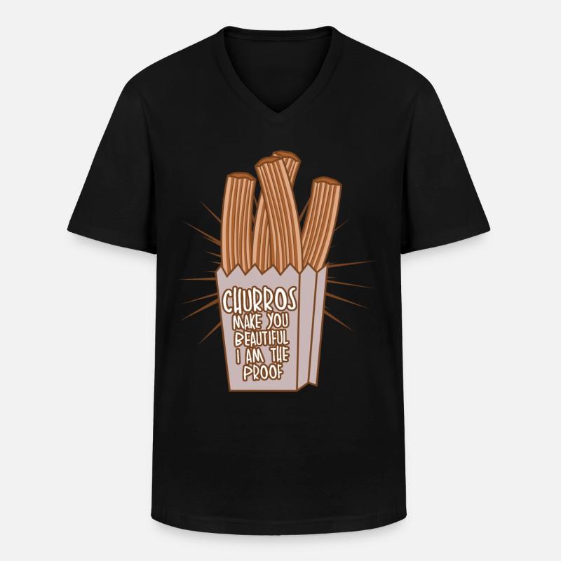Churros Churro Churrería - Männer-T-Shirt mit V-Ausschnitt - Schwarz