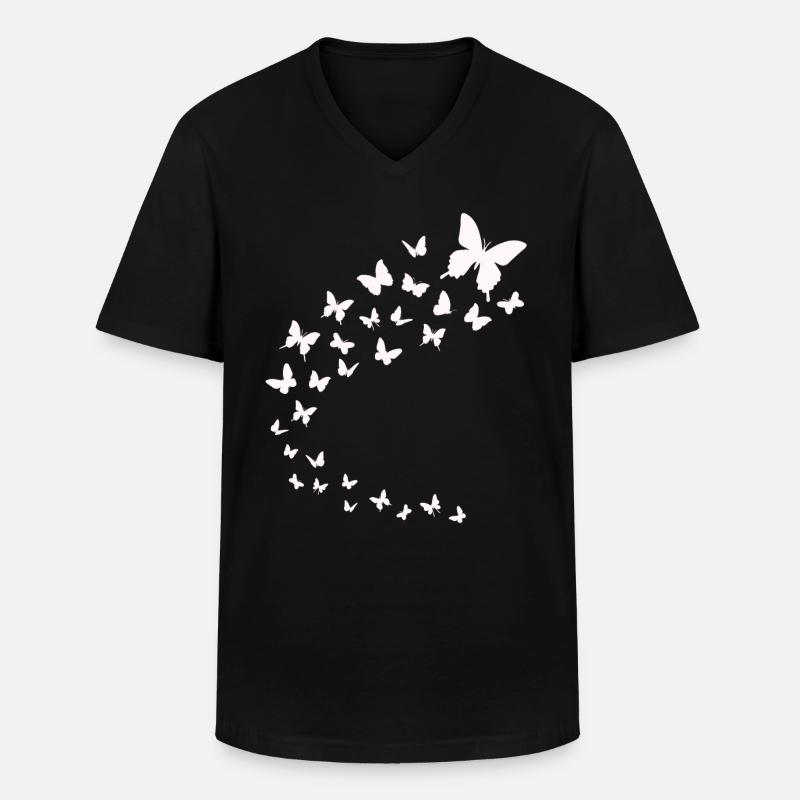 Fliegende Schmetterlinge - Männer-T-Shirt mit V-Ausschnitt - Schwarz