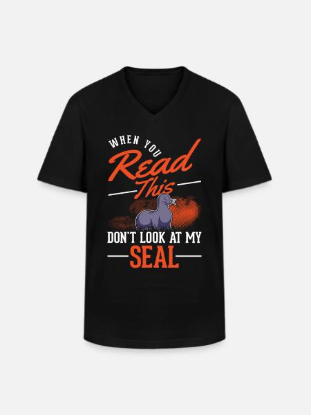 Robbe Geschenk Seehund Seelöwe - Männer-T-Shirt mit V-Ausschnitt - Schwarz