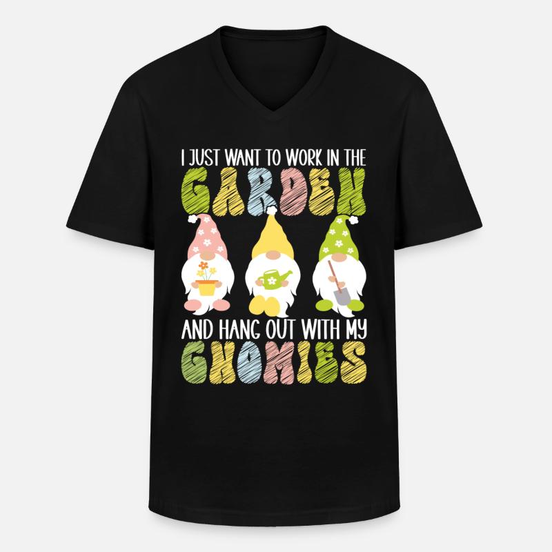 Gartenzwerge Gartenarbeit - Männer-T-Shirt mit V-Ausschnitt - Schwarz