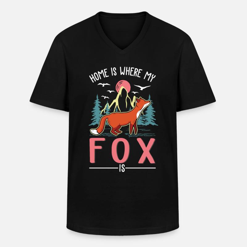 Fuchs Geschenk Rotfuchs - Männer-T-Shirt mit V-Ausschnitt - Schwarz