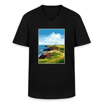 Lizard Point England Vintage Reiseposter WPA Kunst - Männer-T-Shirt mit V-Ausschnitt - Schwarz - Vorne - AI Model Male 178 dark (178cm)