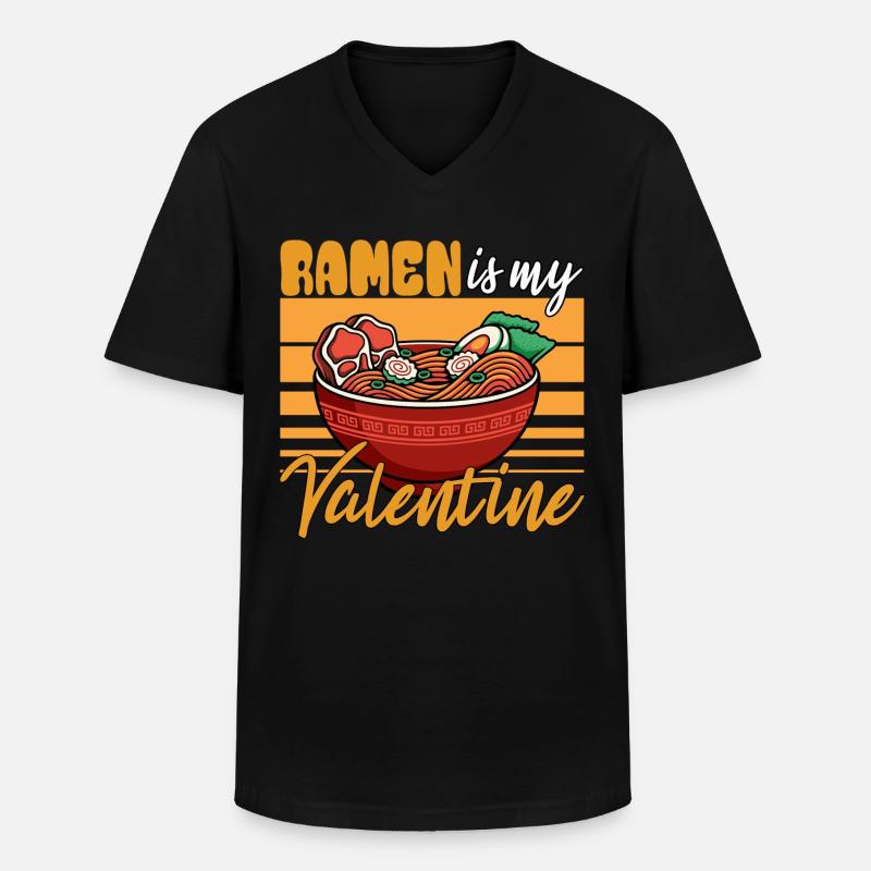 ramen is my valentine - Männer-T-Shirt mit V-Ausschnitt - Schwarz