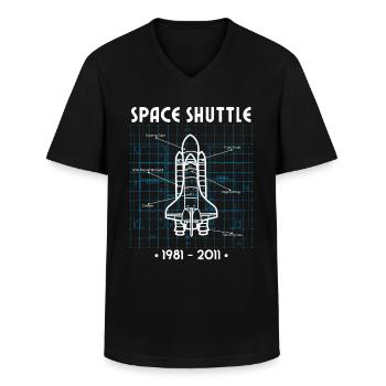 Space Shuttle Rakete Blaupause Weltall Astronaut - Männer-T-Shirt mit V-Ausschnitt - Schwarz - Vorne - AI Model Male 178 dark (178cm)