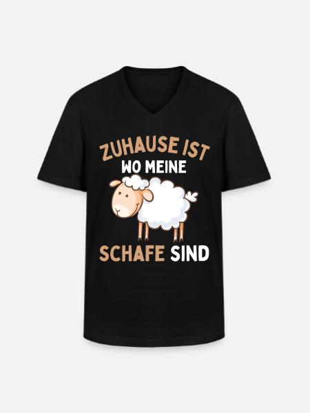 La maison, c’est là où sont mes moutons ! Berger de moutons - T-shirt col V Homme - noir
