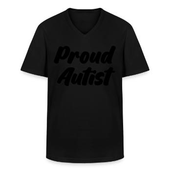 Autistic Autist Autism - Men's V-Neck T-Shirt - black - Front - AI Model Male 178 dark (178cm)