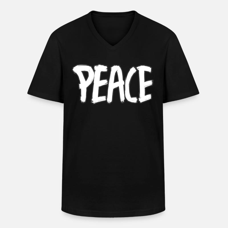 PEACE FRIEDE FRIEDEN - Männer-T-Shirt mit V-Ausschnitt - Schwarz