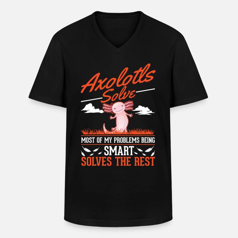 Axolotl Geschenk Schwanzlurch - Männer-T-Shirt mit V-Ausschnitt - Schwarz