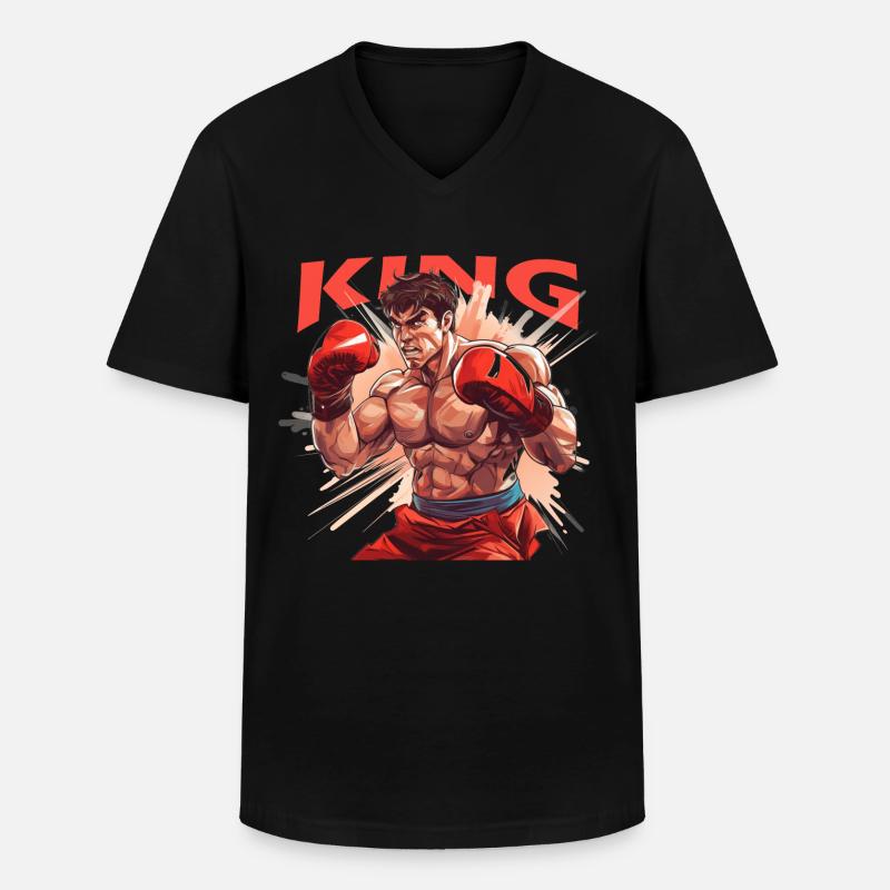 Boxer - Männer-T-Shirt mit V-Ausschnitt - Schwarz