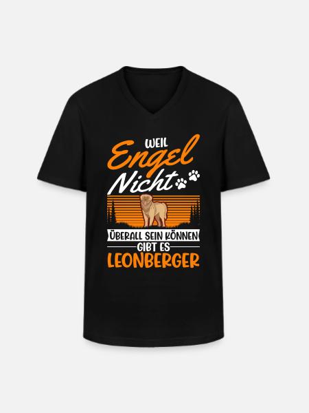 Leonberger Engel - T-shirt col V Homme - noir