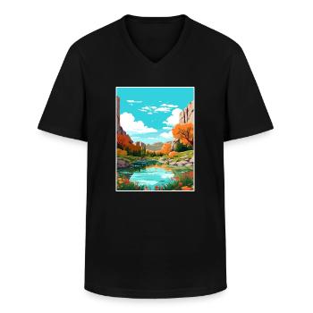 Garner State Park Parkwall Texas affiche de voyage - T-shirt col V Homme - noir - Devant - AI Model Male 178 dark (178cm)