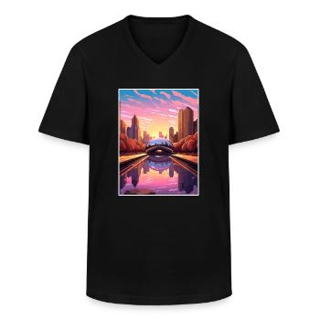Chicago Illinois Millennium Park Reiseplakat - Männer-T-Shirt mit V-Ausschnitt - Schwarz - Vorne - AI Model Male 178 dark (178cm)