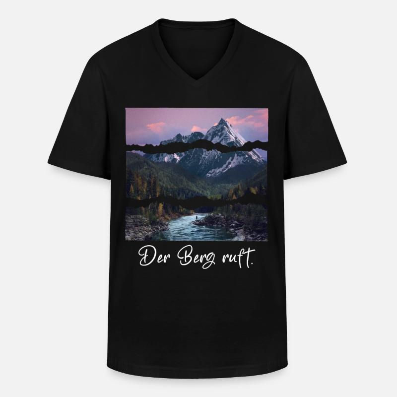 the mountain is calling - Männer-T-Shirt mit V-Ausschnitt - Schwarz