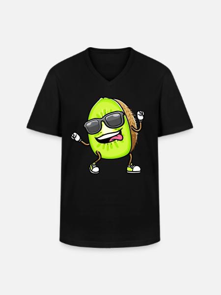 Dancing Kiwi with sunglasses - Men's V-Neck T-Shirt - black
