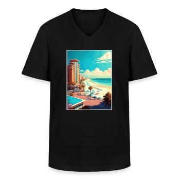 Destin Florida Vintage Voyage Poster WPA Souvenir - T-shirt col V Homme - noir - Devant - AI Model Male 178 dark (178cm)