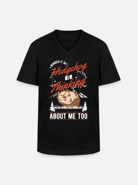 Igel Geschenk Stacheligel - Männer-T-Shirt mit V-Ausschnitt - Schwarz