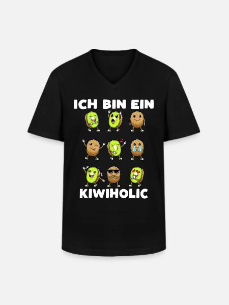 Kiwi Fruit Kiwiholic - Men's V-Neck T-Shirt - black