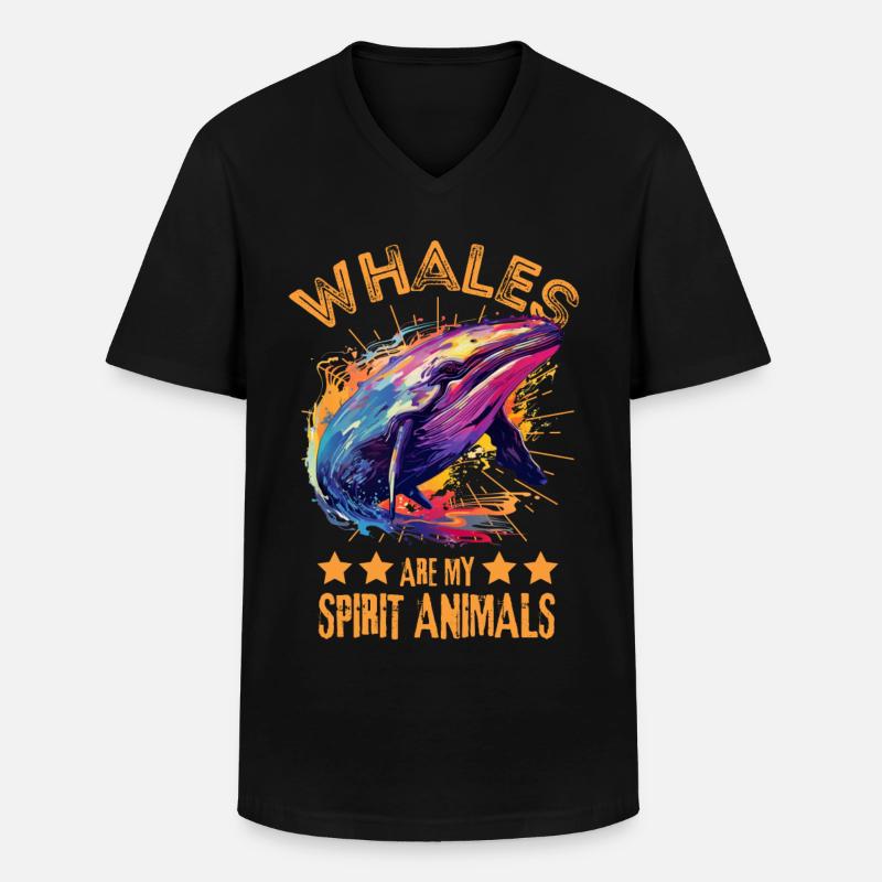 Bunter Wal Farbkleckse Farbspritzer - Männer-T-Shirt mit V-Ausschnitt - Schwarz