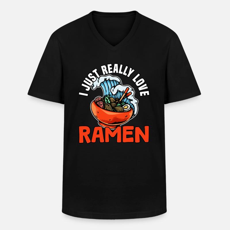 i just really like ramen - Männer-T-Shirt mit V-Ausschnitt - Schwarz