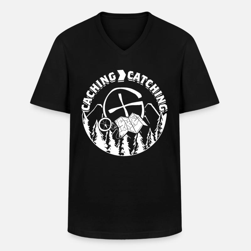 Geocache Caching > Catching - Männer-T-Shirt mit V-Ausschnitt - Schwarz