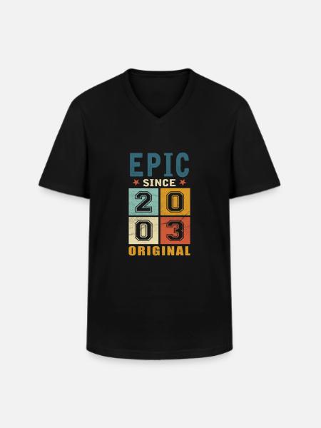 2003 Birthday Epic since - Men's V-Neck T-Shirt - black