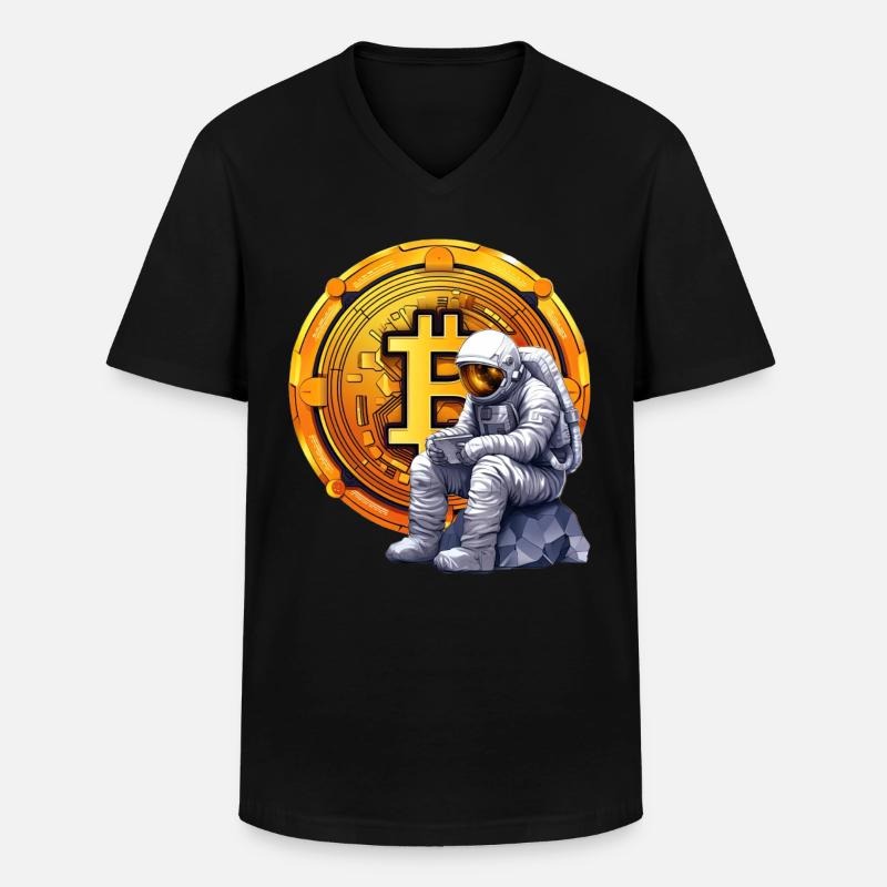 Astronaut Crypto Funny Cryptocurrency Trader - Männer-T-Shirt mit V-Ausschnitt - Schwarz