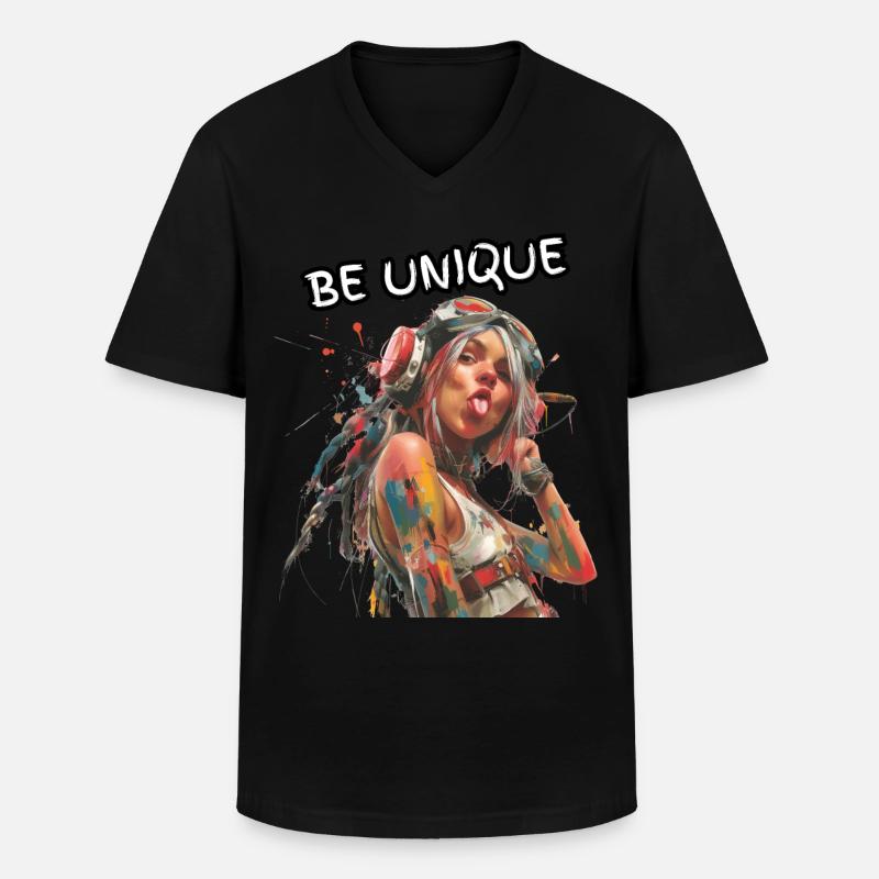 BE UNIQUE. Selbsttreue, Selbstbewusst, Individual, - Männer-T-Shirt mit V-Ausschnitt - Schwarz