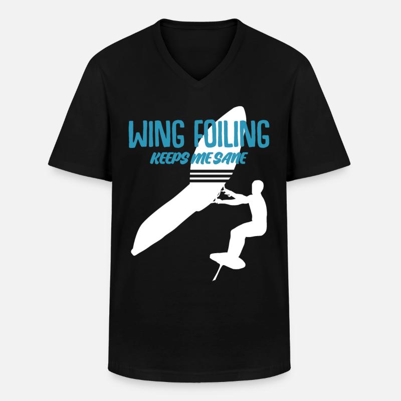 Wing Foiling Wing Surfing Winging - Männer-T-Shirt mit V-Ausschnitt - Schwarz