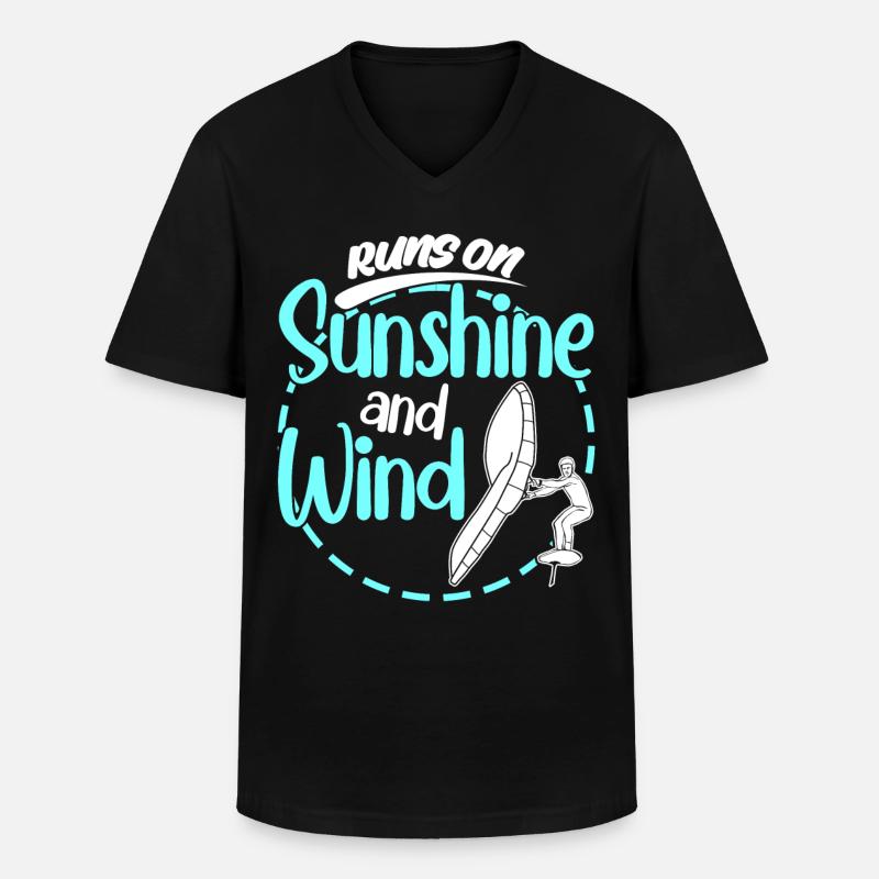 Winging Wing Foiling Wing Surfing - Männer-T-Shirt mit V-Ausschnitt - Schwarz
