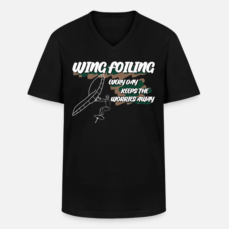 Wingsurfing Wing Foiling Winging - Männer-T-Shirt mit V-Ausschnitt - Schwarz