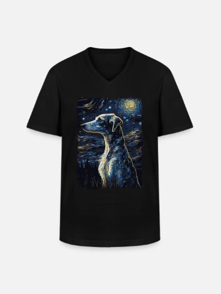Galgo Espanol Starry Night - Männer-T-Shirt mit V-Ausschnitt - Schwarz
