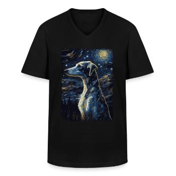 Galgo Español Nuit étoilée - T-shirt col V Homme - noir - Devant - AI Model Male 178 dark (178cm)