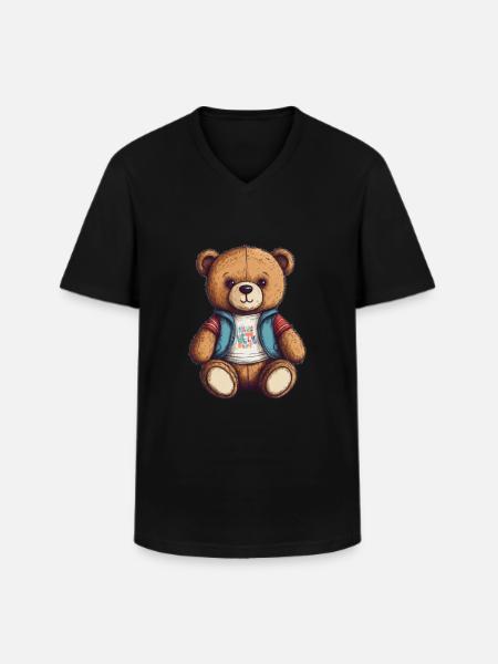 Teddy Bear Cartoon Teddy Bear Cute - Men's V-Neck T-Shirt - black