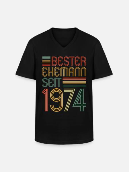 Best husband since 1974 50th wedding anniversary - Men's V-Neck T-Shirt - black