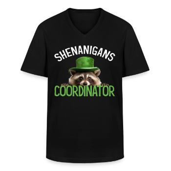 Shenanigans Coordinator Cute Raccoon Funny - Men's V-Neck T-Shirt - black - Front - AI Model Male 178 dark (178cm)