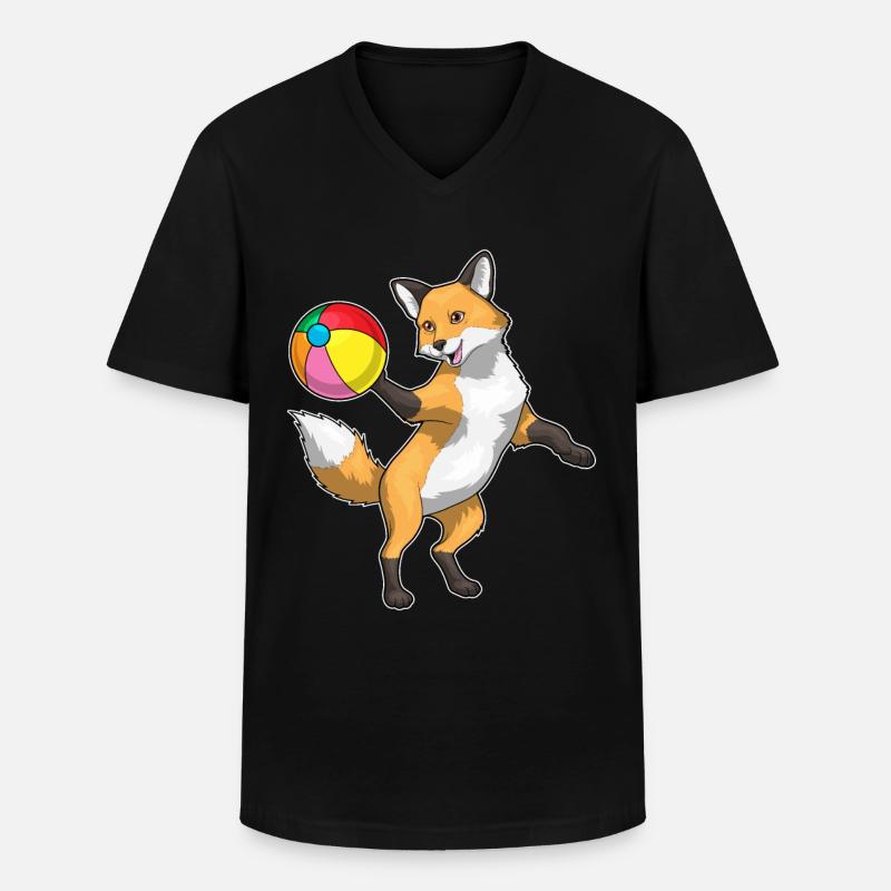 Ballon de plage Fox - T-shirt col V Homme - noir