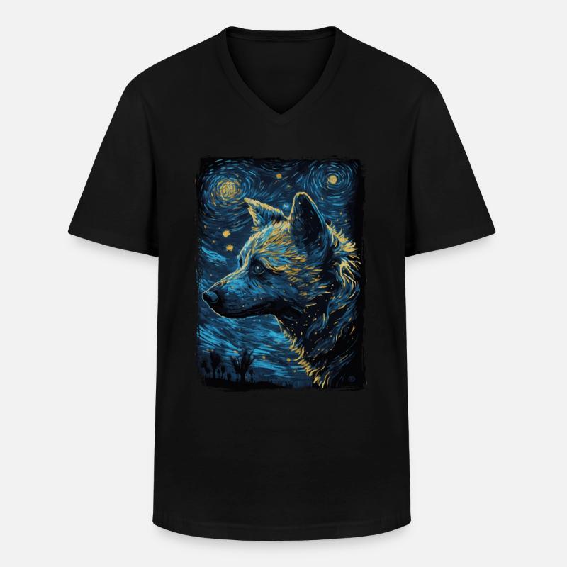 Hyäne Starry Night - Männer-T-Shirt mit V-Ausschnitt - Schwarz