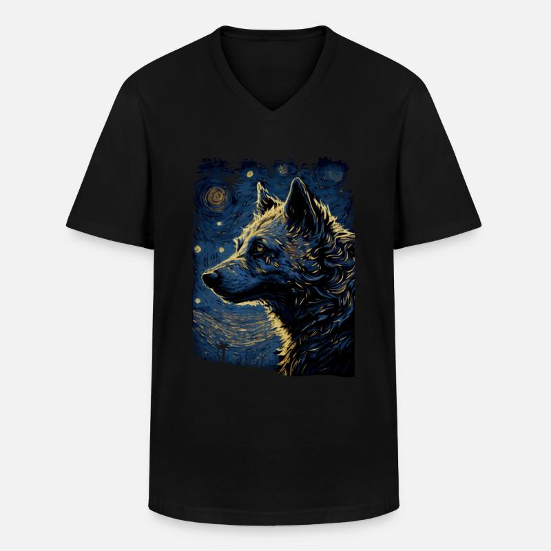 Hyäne Starry Night - Männer-T-Shirt mit V-Ausschnitt - Schwarz